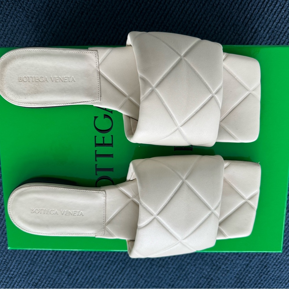 Botega Veneta Rubber Lido Quilted Embossed Lagoon Napa flats
